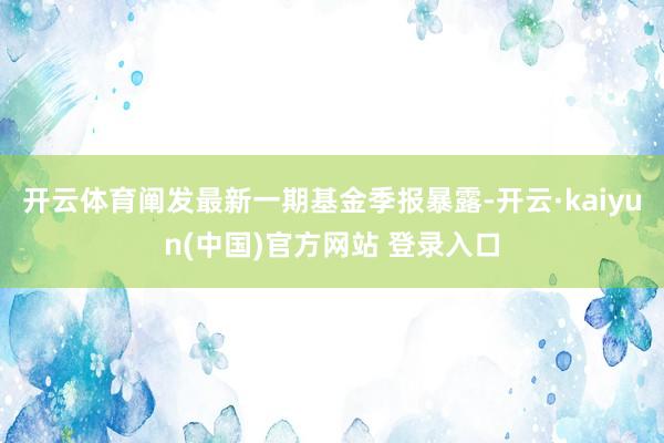 开云体育阐发最新一期基金季报暴露-开云·kaiyun(中国)官方网站 登录入口