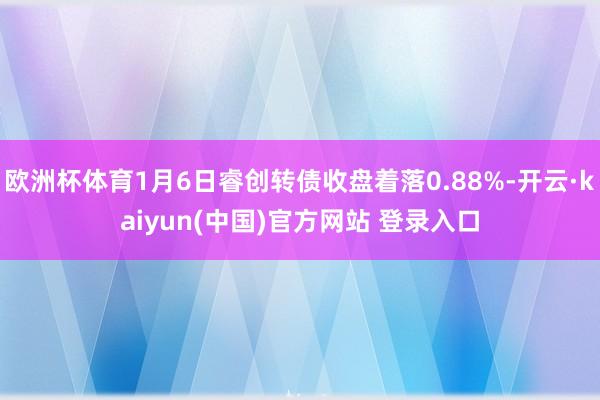 欧洲杯体育1月6日睿创转债收盘着落0.88%-开云·kaiyun(中国)官方网站 登录入口