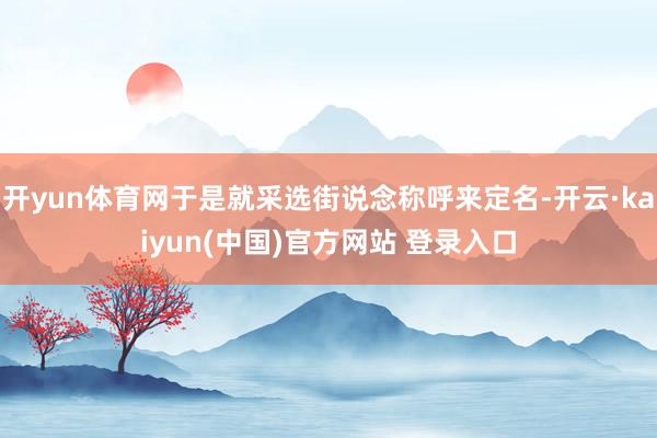 开yun体育网于是就采选街说念称呼来定名-开云·kaiyun(中国)官方网站 登录入口