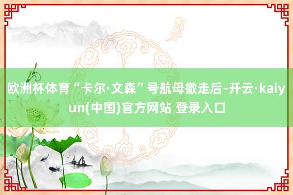 欧洲杯体育“卡尔·文森”号航母撤走后-开云·kaiyun(中国)官方网站 登录入口