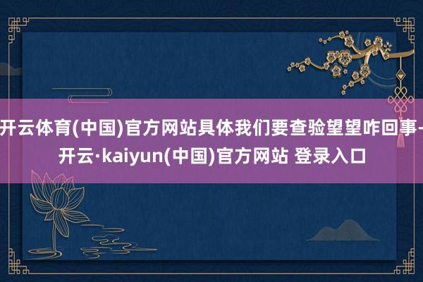 开云体育(中国)官方网站具体我们要查验望望咋回事-开云·kaiyun(中国)官方网站 登录入口